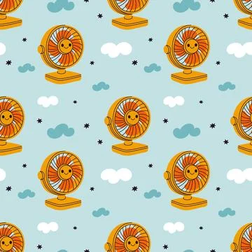 Ventilator seamless pattern. Repeated mini climate control device, desktop Illustrazione stock