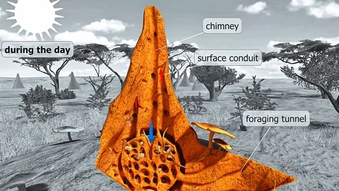 Ventillation system of termite mound Stock Footage 320370587