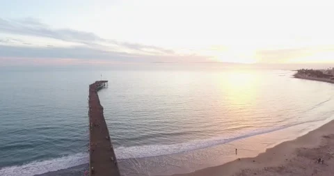 Ventura, CA pier at sunset Stock Footage 143659246