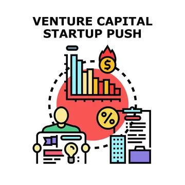 Venture capital startup push boosting business project Stock Illustration
