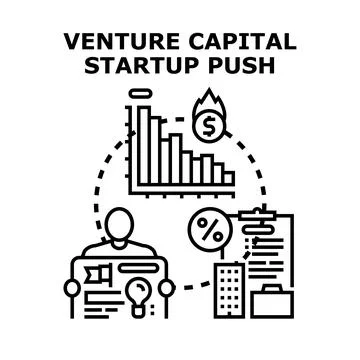 Venture capital startup push boosting business project Stock Illustration