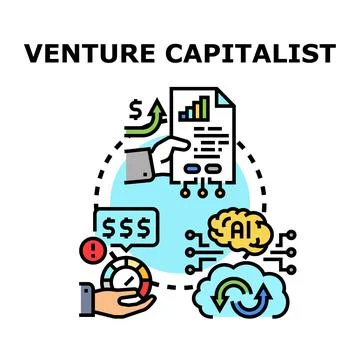 Venture capitalist evaluating startup investment risk and growth Stock Illustration