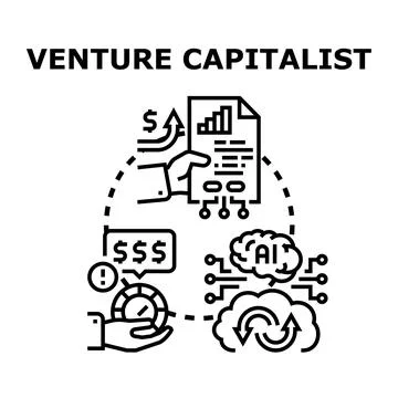 Venture capitalist evaluating startup investment risk and growth Stock Illustration