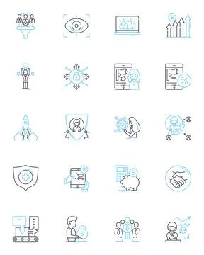 Venture commencement linear icons set. Entrepreneurship, Startup, Innovation Stock Illustration