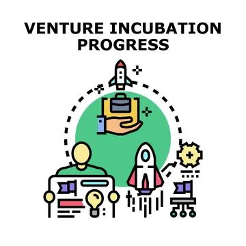Venture incubation progress with developing startup concepts Stock-Illustration