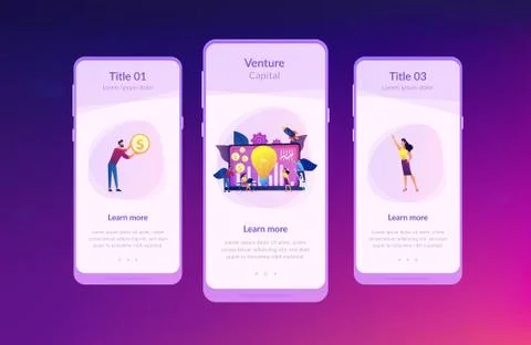 Venture investment app interface template. Illustrazione stock