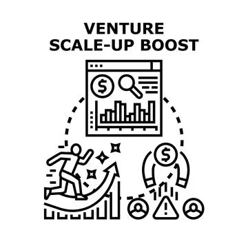 Venture scale up boost accelerating business growth analysis Stock Illustration