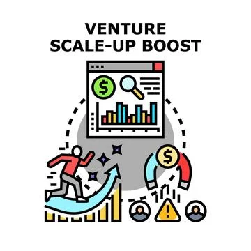 Venture scale up boost accelerating business growth analysis Stock Illustration