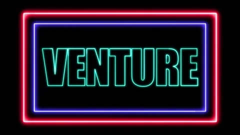 'Venture' Text Animation with Neon Glow &amp; Glowing Squares. Stock Footage 282577025