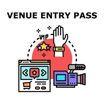 Venue entry pass system for exclusive online events イラスト素材
