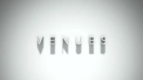 Venues 3D title animation with shadows on a white background Stock Footage 297797426
