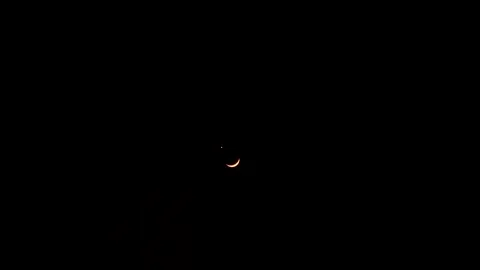 Venus and Crescent Moon Conjunction in Night Sky Stock Footage 345604948