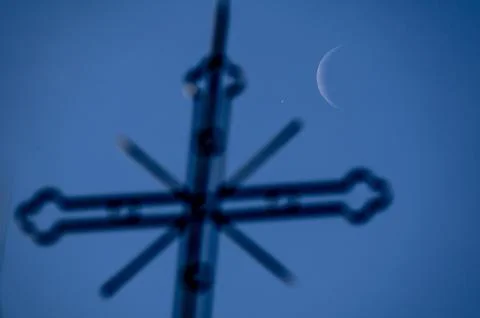 Venus and Moon planetary eclipse, seen from Hungary, Egerszalok - 09 Nov 2023 Fotos Stock