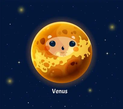 Venus cartoon planet of solar system with stars Stock Illustration