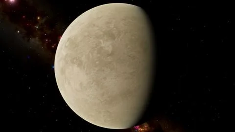 Venus Cloudless Surface and Hazy Atmosphere 8K 3D Render in Deep Space Stock Illustration