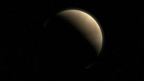 Venus crescent face lit with a starry background Stock Footage 170978852