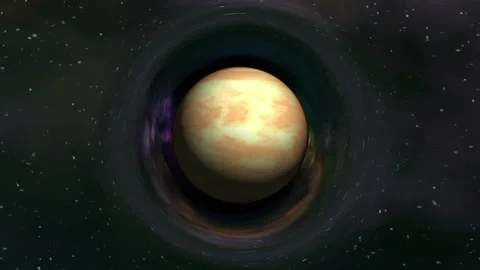 Venus in curved space Stock Footage 90543961