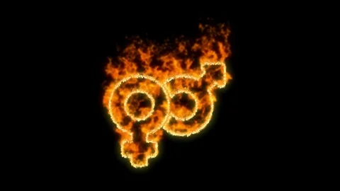 Venus mars symbol inflames. Then disappears. In - Out loop. Alpha channel Video stock 105565002