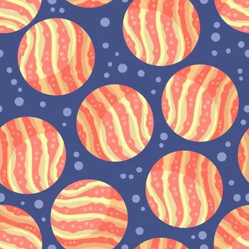 Venus planet abstract seamless space pattern background with planets. Solar s Illustrazione stock