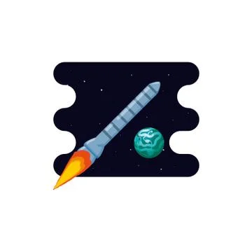Venus planet with rocket scene space Stock Illustration