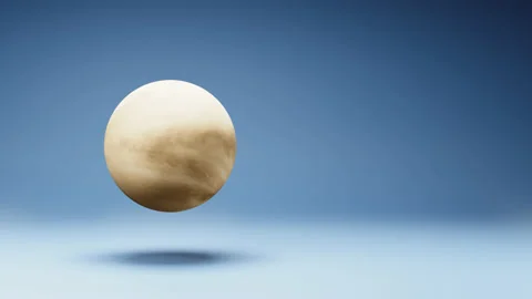 Venus Planet Spinning on Studio Blue Background Stock Footage 239737510