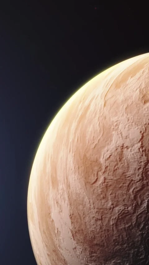 Venus Rotating in Space Against Black Background with Stars. Stock Footage 345132472