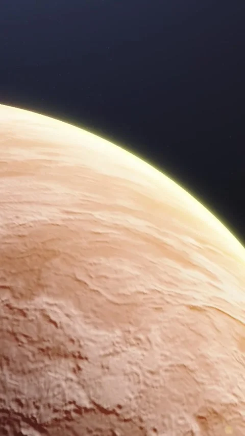 Venus Rotating in Space Against Black Background with Stars. Stock Footage 345132626