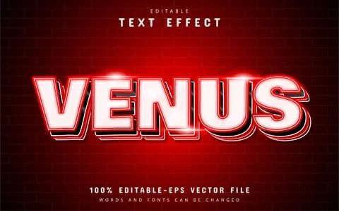 Venus text effect with red light Stock Illustration