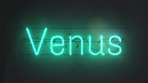 Venus - Title Text Animation With Neon Light and Dark Background Stock Footage 242017454