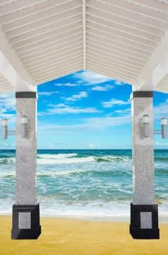 Veranda on the beach sand 写真素材