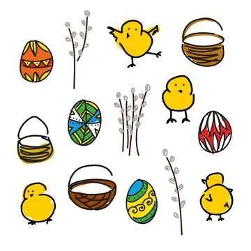 VerbaChickenEggBasket1 Stock Illustration