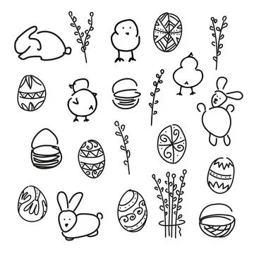 VerbaChickenEggRabbitBasket1 Stock Illustration