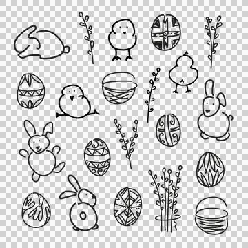 VerbaChickenEggRabbitBasket2 Stock Illustration