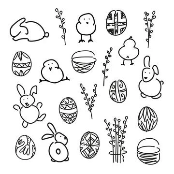 VerbaChickenEggRabbitBasket2 Stock Illustration