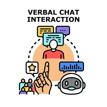 Verbal chat interaction with people and artificial intelligence Stock Illustration