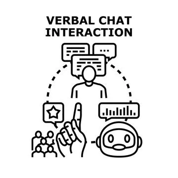 Verbal chat interaction with people and artificial intelligence Stock Illustration