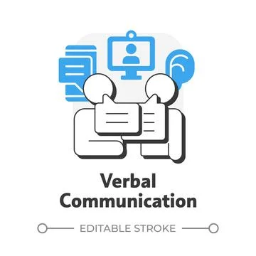 Verbal communication flat outline concept icon Stock Illustration