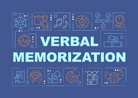 Verbal memorization word concepts dark blue banner 스톡 일러스트