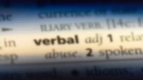 Verbal word in a dictionary. Stock Footage 99562727