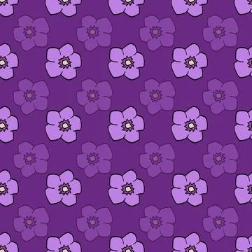 Verbena flower plant repeat pattern illustration minimal design Stock Illustration