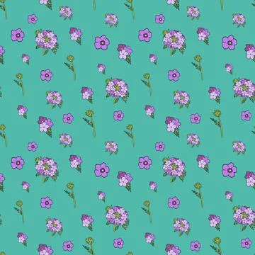 Verbena flowers plant vector repeat pattern design Stock Illustration