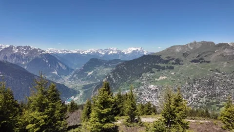 Verbier with view of Les Dents du Midi Switzerland Alps panorama Stock Footage 336302727