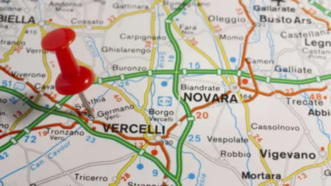 VERCELLI on a map Stock Footage 176980375