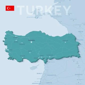 Verctor Map of cities and roads in Turkey. Stock Illustration