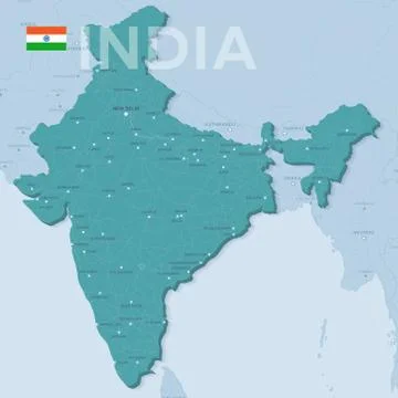 Verctor Map of cities and roads in India. Stock Illustration