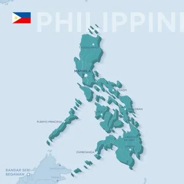 Verctor Map of cities and roads in Philippines. Stock Illustration