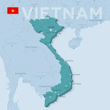 Verctor Map of cities and roads in Vietnam. Stock Illustration