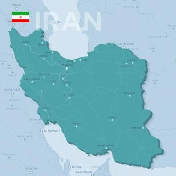 Verctor Map of cities and roads in Iran. Stock Illustration