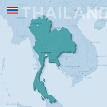 Verctor Map of cities and roads in Thailand. Stock Illustration