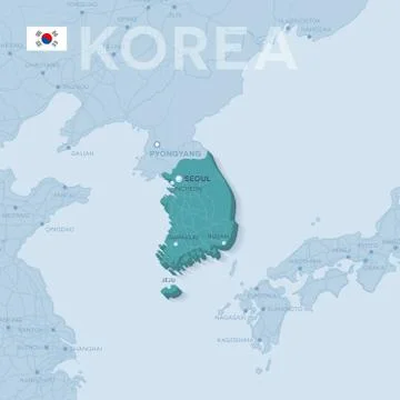 Verctor Map of cities and roads in South Korea. Stock Illustration